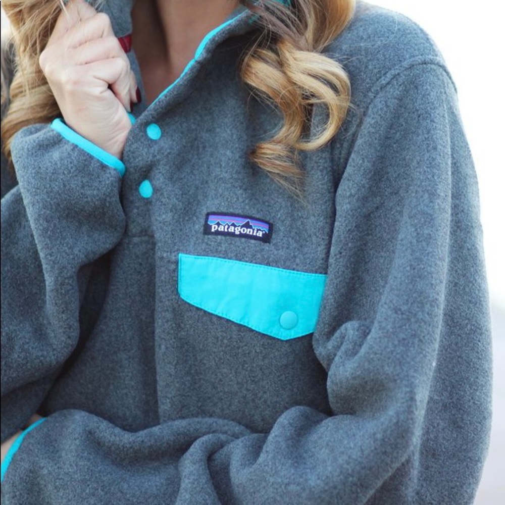 Patagonia Synchilla women’s grey and turquoise